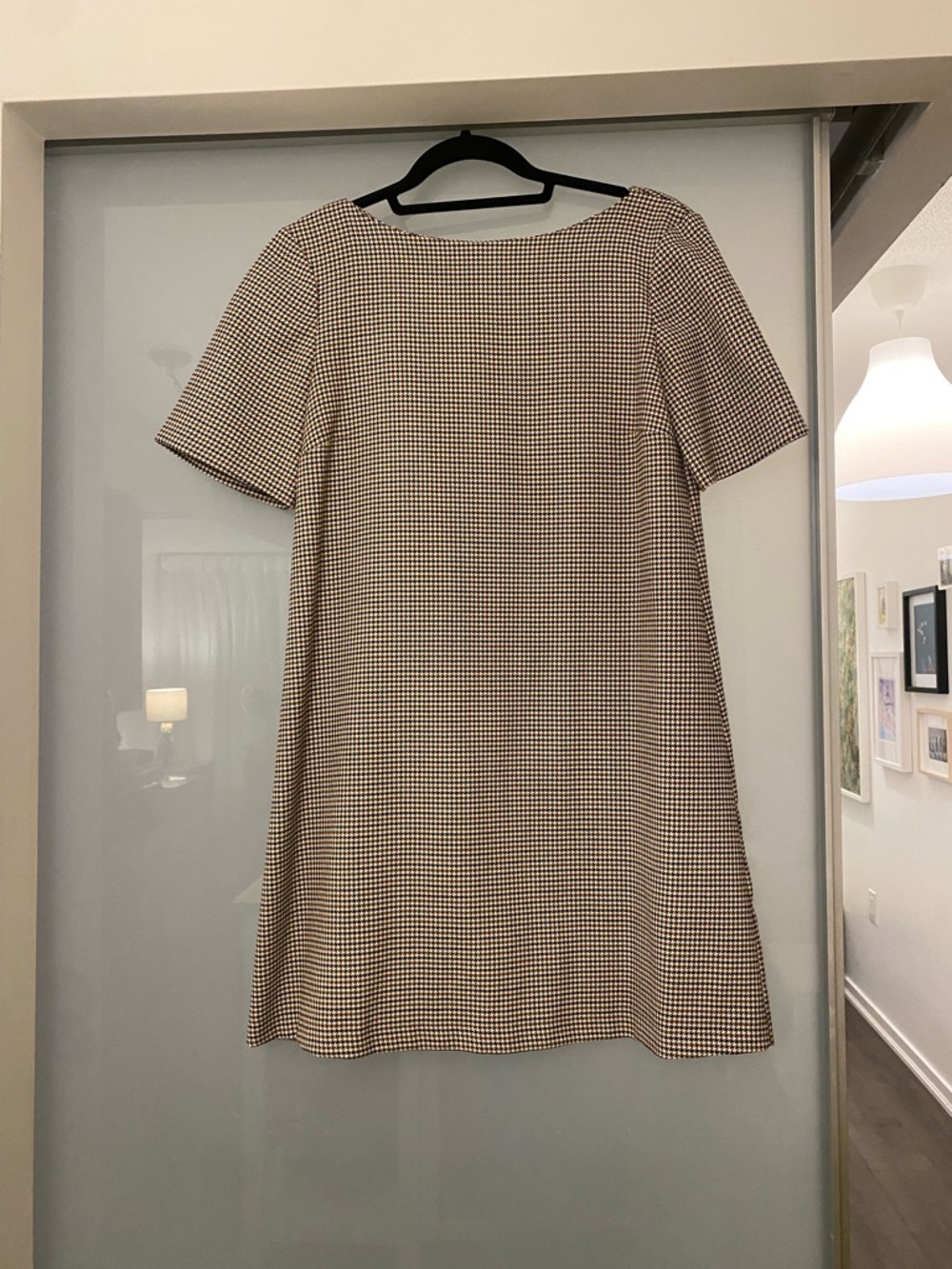 Zara Beige and Black Mini Shift Dress